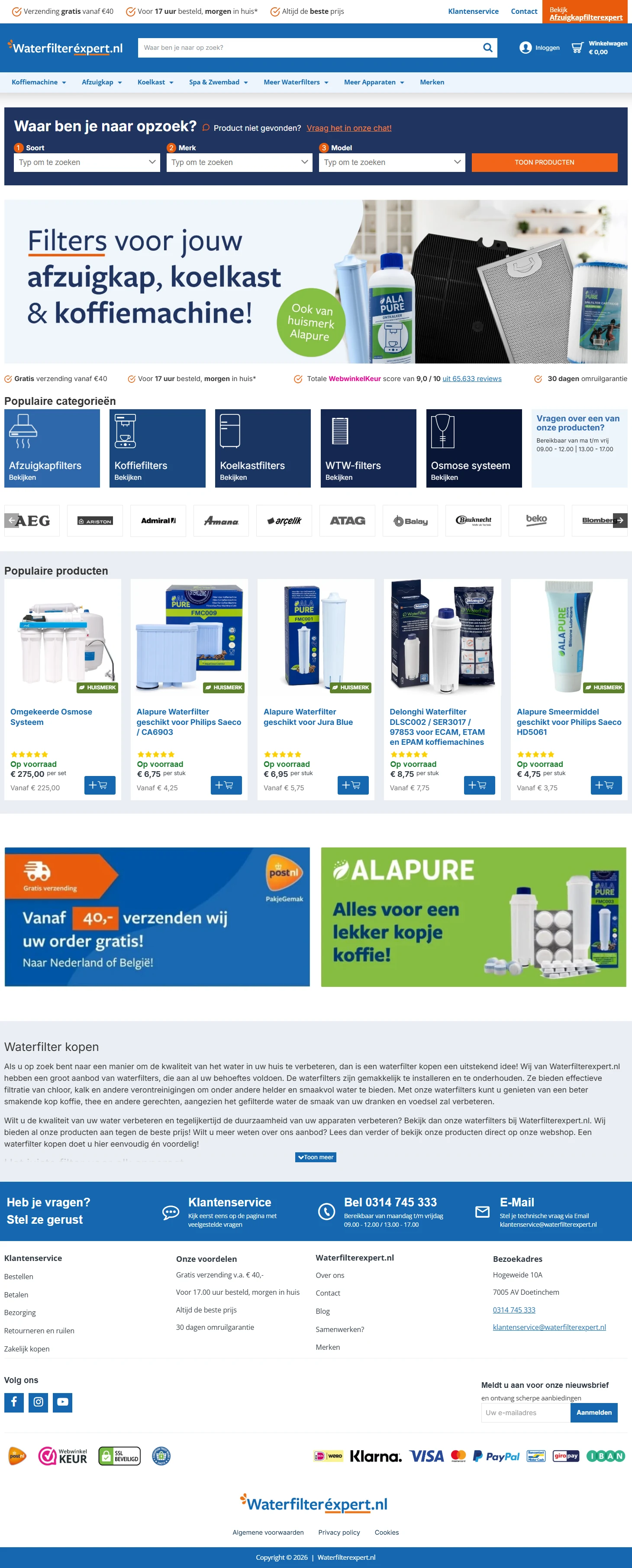 WaterfilterExpert OpenCart, desktop and mobile storefront